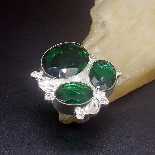 Hermosa Jewelry Dashing Green Topaz Hot Sale Silver Color Wedding Charms Band Ring For Women Men Size 7 FQ145