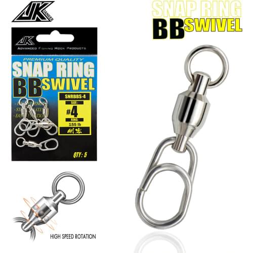 JK New Arrival pike fishing accessories Connector Pin Bearing Rolling Swivel Stainless Steel Snap Fishhook Lure Swivels Tackle