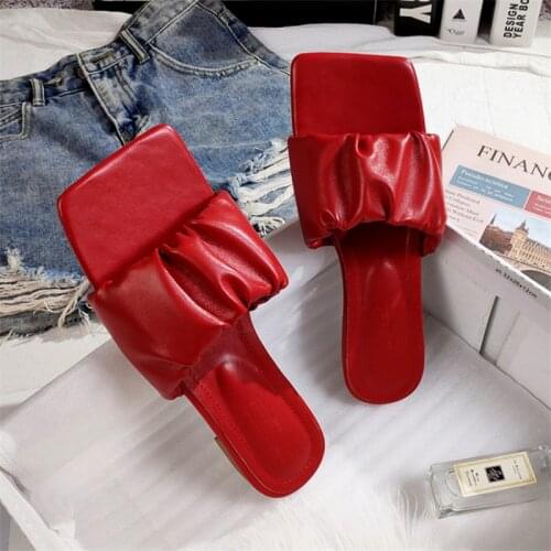 2021 Summer new womens outdoor flat slippers Roma style PU red black white large size sandals fashion you rubber shoes Size 44