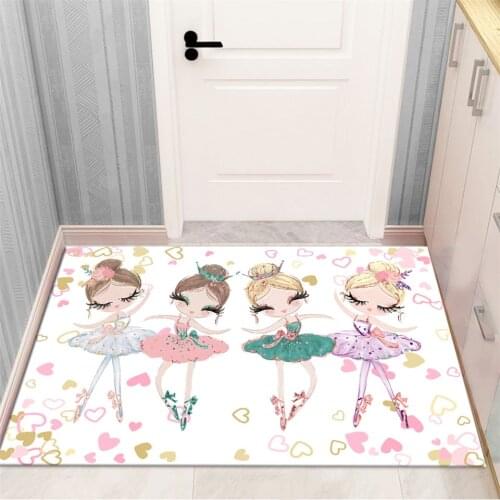 Cartoon Dancing Girl Floor carpet Childern Room Princess Style Bedside Mat Girls Room Doormat Home Mat Hallway Bathroom rugs