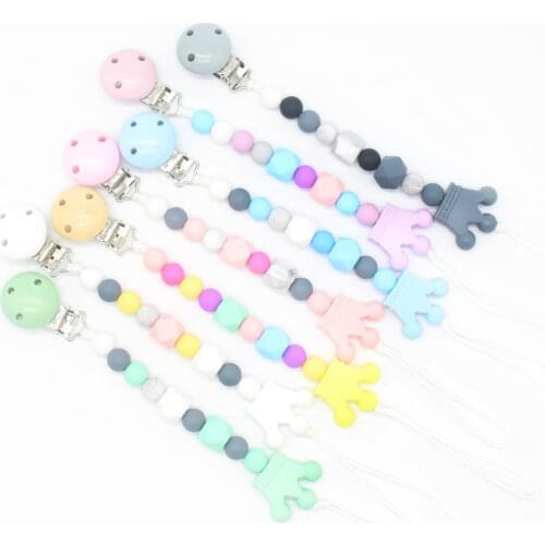 New Hot 1PC Pink Silicone Baby Pacifier Clips Crochet Beads Silicone Crown Pacifier Chain Holder Baby Shower Gift Silicone Beads