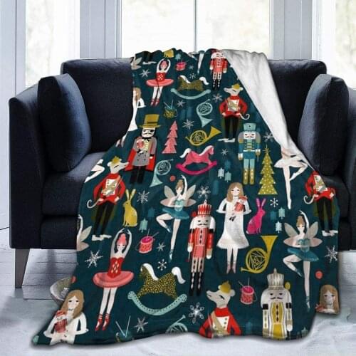 Blanket Nutcracker Ballet Dance Christmas Xmas Blankets Luxurious Throw Blanket Soft Velvet Blanket Lightweight Bed Quilt Sofa