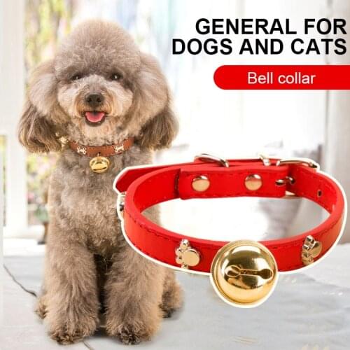 Puppy Collar Pet Paw Print Bone Alloy Bell Collar Small Dog Teddy Outdoor Walking Cat Dog Puppy Supplies Accessories