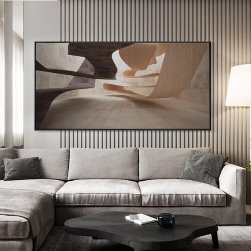 Modern Industrial Style Poster Print Black n White Geometric City Canvas Painting Big Wall Art Picture for Living Room Tableaux