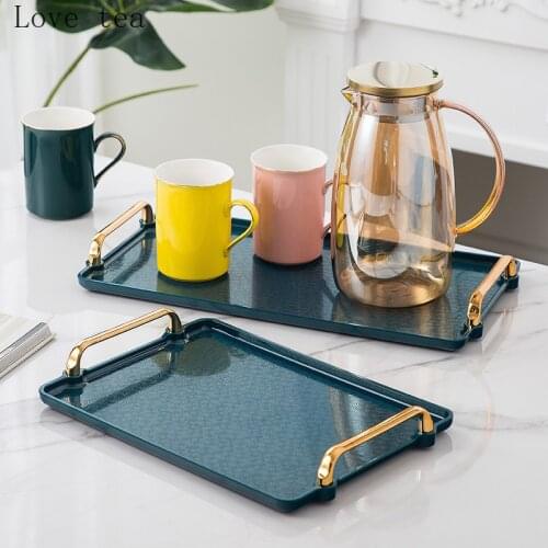 Nordic Plastic Tray Household Light Luxury Water Cup Tea Set Household Living Room With Handle Hospitality Storage Tray
