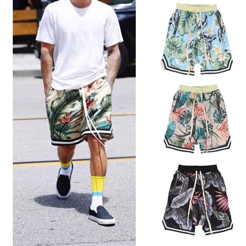 Bieber Hawaiian Beach Short Hip Hop Baggy Shorts Men Streetwear Tid Loose Casual Floral Knee Length Seaside Resort