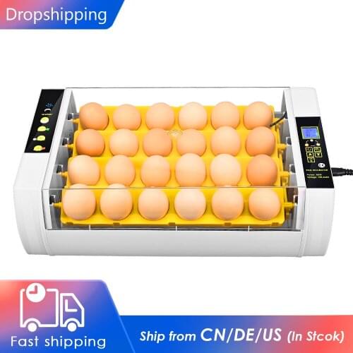 Fully Automatic 24 Eggs Brood Broiler Breeder Poultry Incubator Hatcher Machine Moisture Control With Egg Turner EU US Plug