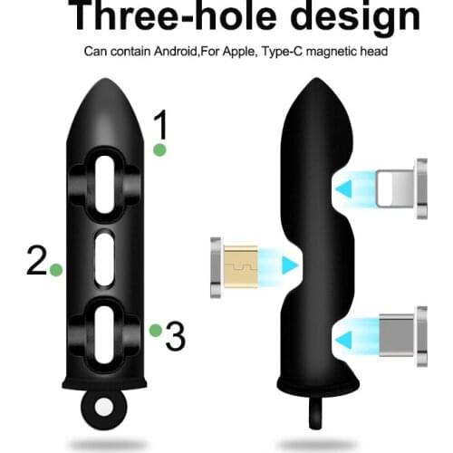 Portable Magnetic Plug Box Adapter Metal Storage Container for iPhone Micro USB Type C Magnet Charger Cable Connector