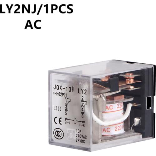 LY2NJ Coil Power Relay Car Auto AC 12V 24V 36V 48V 110V 220V 380V Mini Micro Electromagnetic Relay switch 8Pin DPDT Module