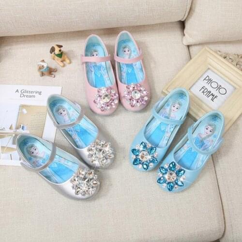 Disney Princess Kids Sandals For Girls Casual Glitter Diamond PU Children Shoes Party Dress School Performance Sandals