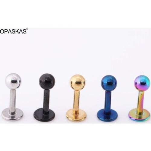 2PCs men women ear bone piercings lip piercings labret 4/6/8/10mm stainless steel silver Colour gold black blue body jewelry PT