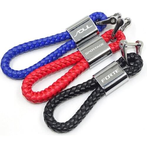 Blue /Black /Red Car keychain metal leather key chain Car Interior Decoration For Kia SOUL FORTE Sportage keychain accessories