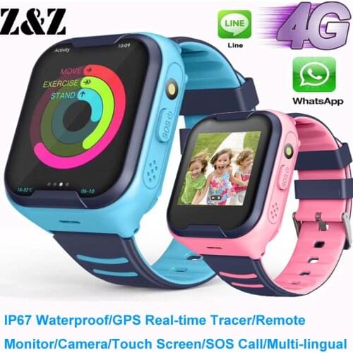 IP67 Waterproof Smart 4G Remote Camera GPS WI-FI Kids Student Wristwatch SOS Video Call Monitor Tracker Location Android Watch