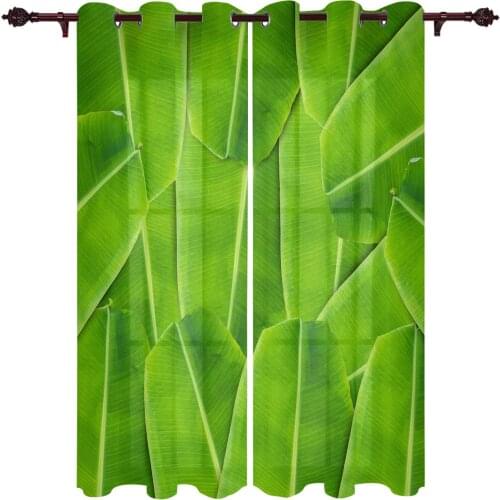 Modern Curtains Banana Leaf Green Leaf Baby Room Bedroom Creative Window Curtains Kitchen Living Room Terrace Valance Curtains