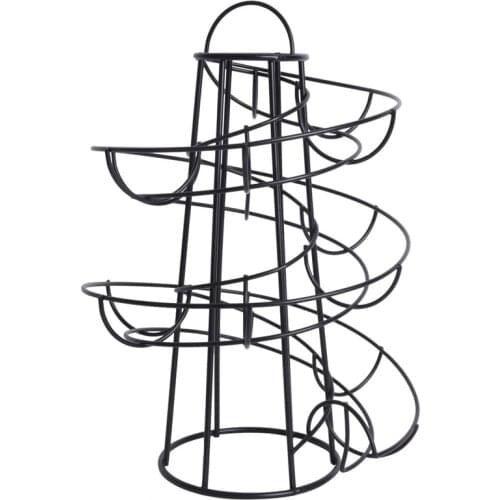 Modern Spiraling Design Metal Free Standing Egg Skelter/Dispenser Rack (Black)