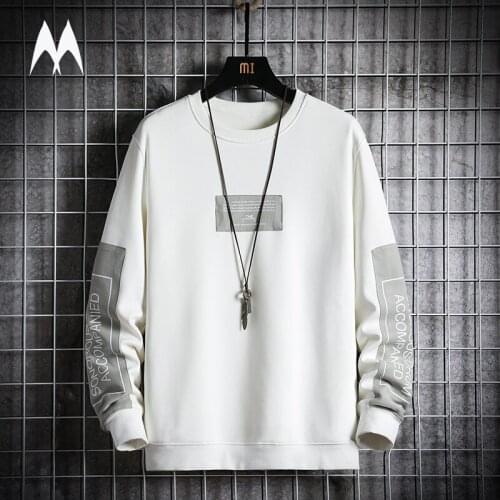 Harajuku Fashion Sweatshirt Men 2021 Autumn New Casual O-Neck Sweatshirts Letter Print Long Sleeve Pullover Mens Streetwear