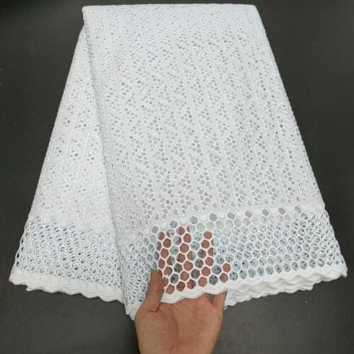 5yards Dubai Fabrics 100%Cotton Embroidery Swiss Voile Lace In Switzerland High Quality African Brocade Nigerian Lace Fabric