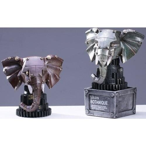 RETRO MACHINERY INDUSTRY STYLE RESIN ANIMAL HEAD DECORATION DEER ALEPHANT WOLF ORNAMENTS ART HOTEL BAR OFFICE FURNISHING CRAFTS