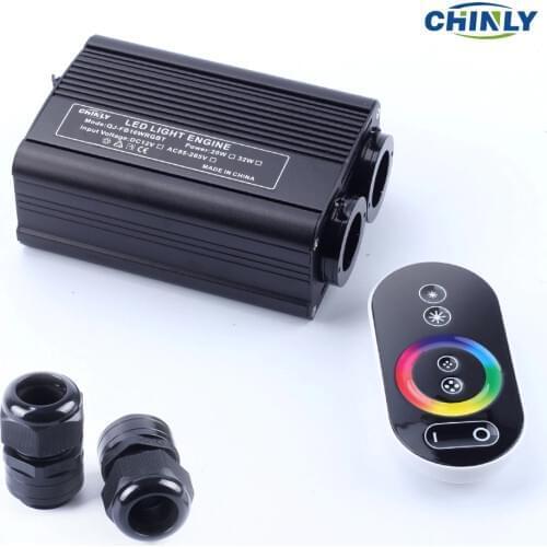 32W Fiber Optic Engine RGBW Double Heads LED Light Source RF Remote Touch Control Driver for All Fiber Optic Cable