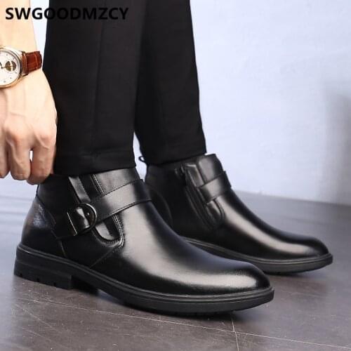 Ankle Boots Men Leather Boots Men Shoes Winter Shoes Men Snow Boots Bottines Homme Botas De Hombre Botas De Nieve Buty Meskie