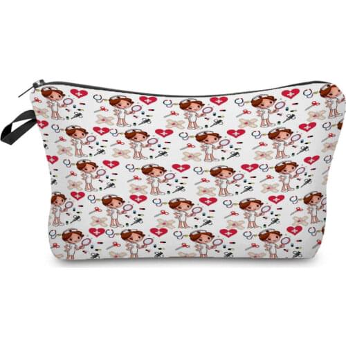 High Quality Fashion Storage Bag Nurse Love Printed Cosmetic Bags 2021 Selling Pouch Makeup Bag Portable Wash Bag Custom Pattern
