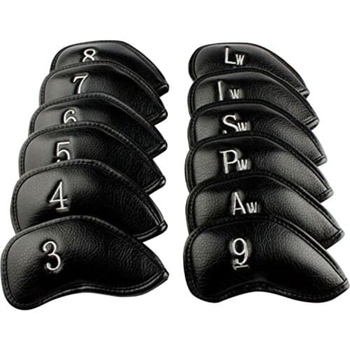 Y1UC 12 Pcs/set Portable PU Golf Club Iron Head Covers Protector Golfs Head Cover Set Golfing Accessories