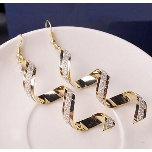 Punk Women Twist Spiral Dangle Earring Lady Girl Charm Jewelry Earrings Valentines Day Gift Long Earrings