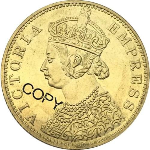 New Products East British India Gold Coin Victoria Empress 1879 Ten 10 Rupees Brass Metal Copy Coin