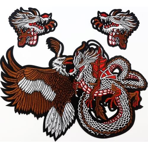 1 Pcs Chinese Dragon Snake Animals Embroidered Patches Iron on Patches Applique for Garment Clothes Handmade Sewing Craft