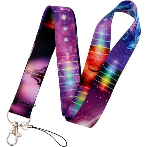 10pcs Purple Pink Yoga Flower dance Lanyard Keys Phone Holder Funny Neck Strap With Keyring ID Card DIY Animal webbings ribbons