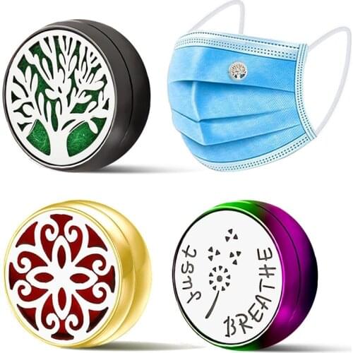 12mm Aroma Brooch Face Clip Diffuser Perfume Essential Oil Badge Cufflink Locket Magnet Buckle Stainless Steel Jewelry For Women