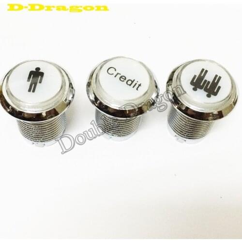 12V Chrome Illuminated Arcade Push Button Start 1 player 2 players Credit Led Push buttons Switch for JAMMA MAME