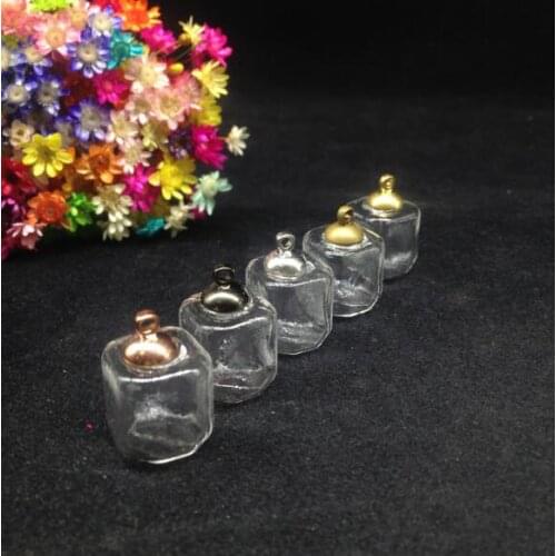 500pcs 15mm empty squares shape Glass Bubble Globe Glass Vial Cover DIY Glass Vial Pendant diy necklace Jewelry accessory gifts