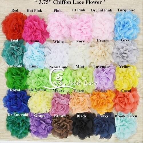 60 pcs/lot , 3.75'' lace chiffon flower for apparel hair head wear hair fashion accessories