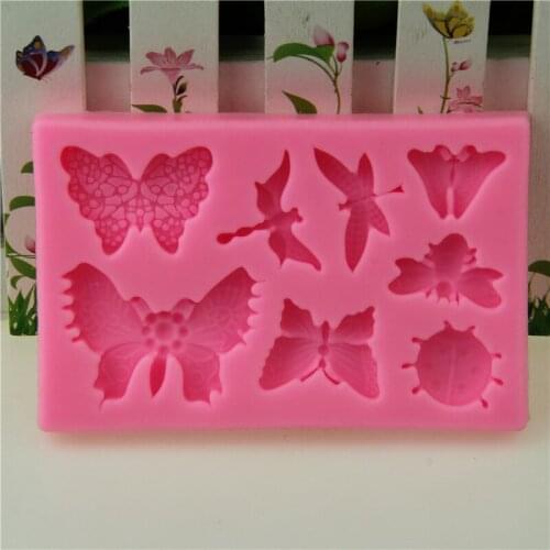 8-Cavity Silicone Butterfly and Dragonfly Molds Cake Decorating Mold for Fondant Cake Decoration