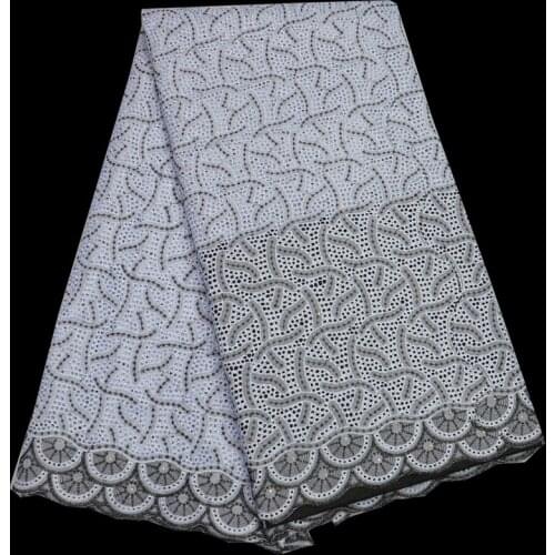 Free shipping (5yards/pc) high quality African dry cotton lace fabric in white and black for men and women dress CLP74