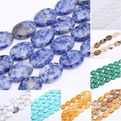 13*18mm Natural Stone Tiger Eye Turquoises Black Onxy Flat Oval Colorful Loose Beads for Bracelet Necklace Jewelry Making DIY