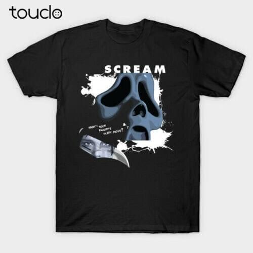 Favorite Scary Movie Ghostface Killer Scream Horror Mystery Black T-Shirt
