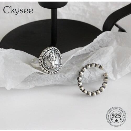 Ckysee 925 Sterling Silver Jewelry Ring Retro Vintage Style Ins Adjustable Open Exquisite Fashion Gifts 2020 Trend