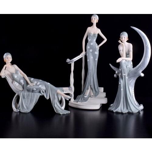 European Girl Beauty Character Resin Ornaments Home Livingroom Wine Cabinet Figurines Decoration Crafts Wedding Birthday Gifts