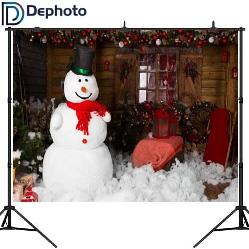 Dephoto Christmas Background Snowman Wooden Window Blanket Interior Fruit Photography Backdrops photocall photo Background