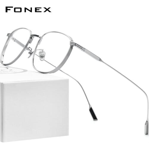FONEX Pure Titanium Glasses Frame Women Vintage Round Myopia Optical Prescription Eyeglass Frame Men 2020 New Titan Eyewear 8517