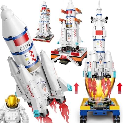 City Aerospace Rocket Launch Center Building Blocks Model Ideas Astronaut Space Exploration Bricks Educational Toys For Children