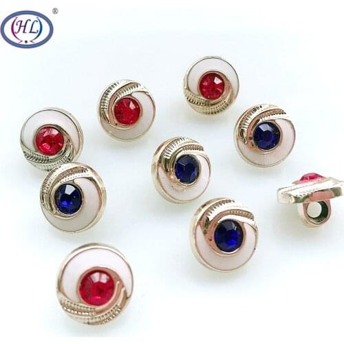 HL 50pcs 11.45mm New Dripping Oil With Rhinestone Plating Buttons DIY Apparel Sewing Accessories Shirt Buttons