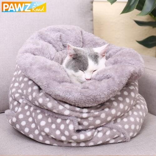 Pet Bed Super Soft Fleece Winter Warm Small Animal Sleeping Bag Dot Pattern Puppy Cushion Cat Nest Multi-functional Pet Product