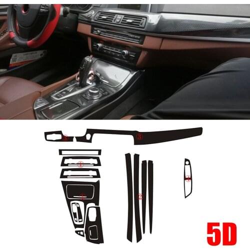 Left Hand Drive For BMW 5 Series F10 F18 2011-2017 5D Glossy Carbon Fiber Pattern Car Interior Dashboard Sticker
