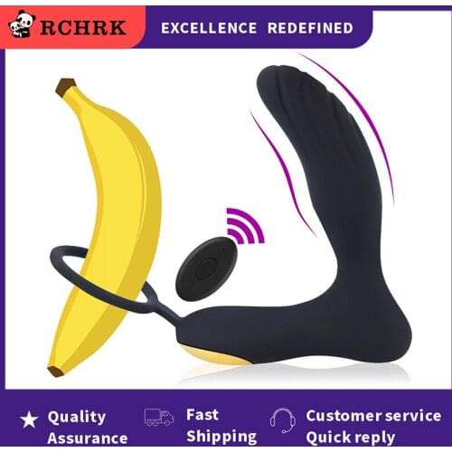 Male Prostate Massage Adult Vibrator Sex Toys Male Masturbator Silicone Anal Plug Butt Plug Adult Gay Supplie Silicone lock Ring