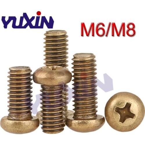DIN7985 GB818 M6 M8 Copper Machine Screws Phillips Machine Pan Head Brass Screw Bolts