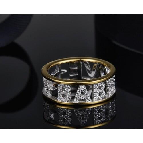 Fashion Simple English Letter Ring Gold Silver Color Rings For Women Zircon Ring Anillos Valentines Gift Jewelry Zk40