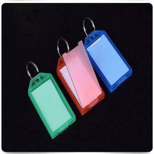 New 60pcs Metal Ring Colorful Plastic Key Fobs Luggage ID Card Name Label Tag Keyring Keychain Classification Key Chains